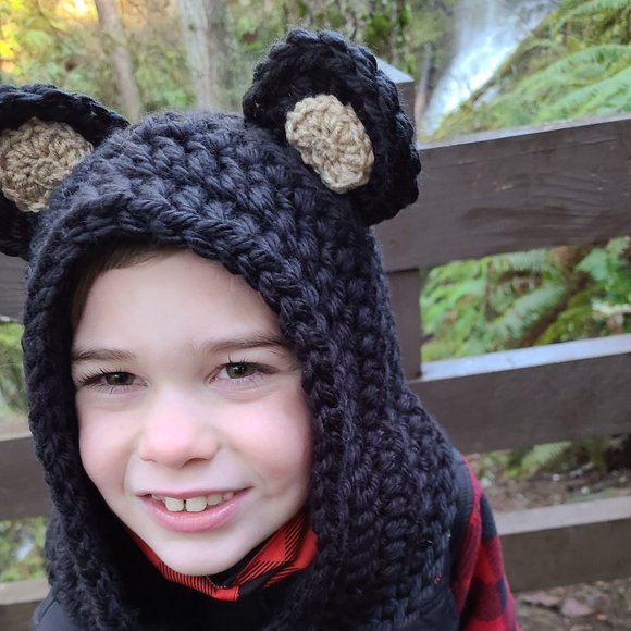 Animal Hood | BLACK BEAR | Hooded Scarf Costume - Picture 5 of 6